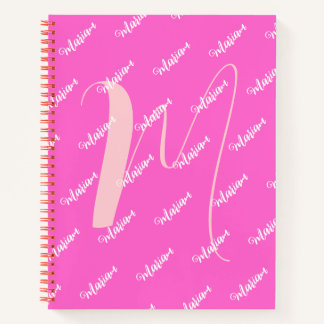 Girly Rose Pink Color - Initial Name Monogrammed Notebook