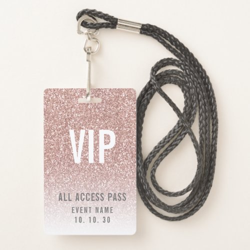 Girly Rose Pink Glitter Female VIP Access Event Badge