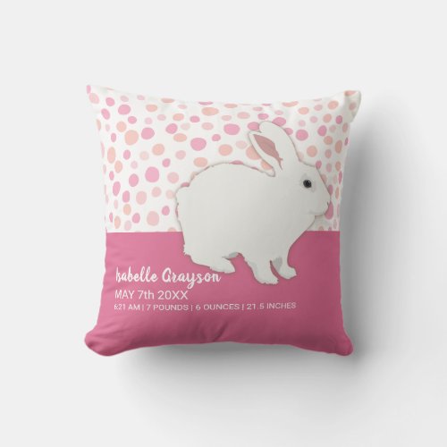 Girly Rose Pink Polka Dots Bunny Keepsake Throw Pillow