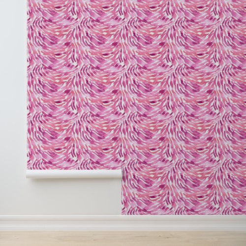 Girly Rose Pink Zebra Wallpaper