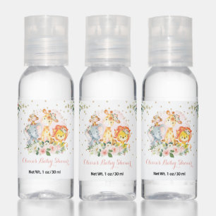 Girly Safari Wild Animals Blush Floral Baby Shower Hand Sanitizer