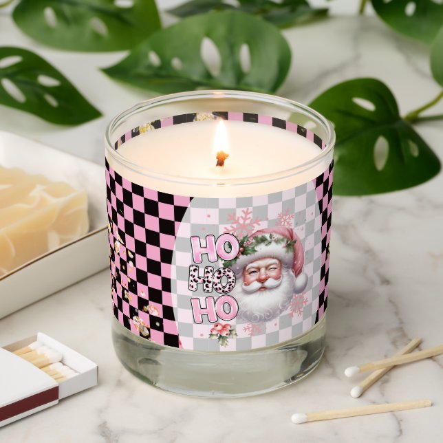 Girly Santa Merry Christmas Groovy Pink Scented Candle (Lit)