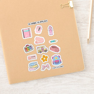 Girly school supplies sticker