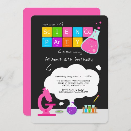 Girly Science Party Invitation