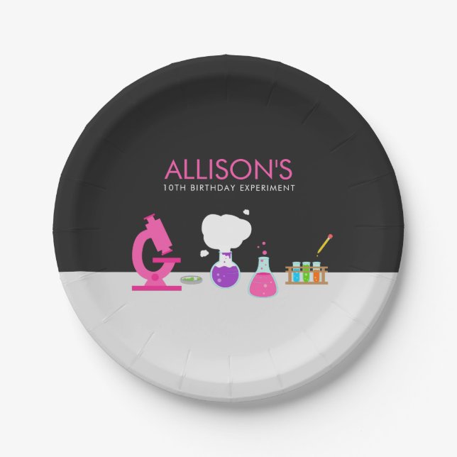 Girly Science Party Paper Plates (Front)