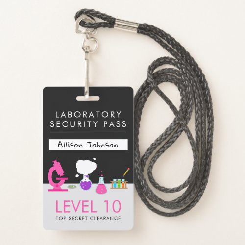 Girly Science Party Security Pass Badge