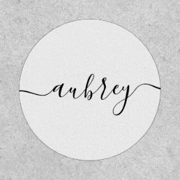 Girly Script Calligraphy Business Employee White Patch