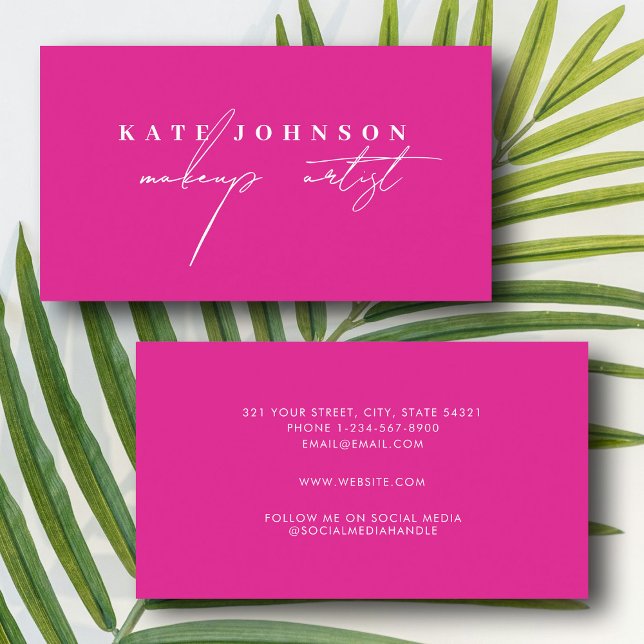 Girly Script Calligraphy Modern Makeup Artist Business Card (Girly Script Calligraphy Modern Makeup Artist Business Card)