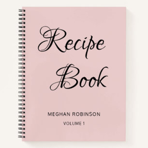 Girly Script Cookbook Blush Personalized Recipe No Notebook
