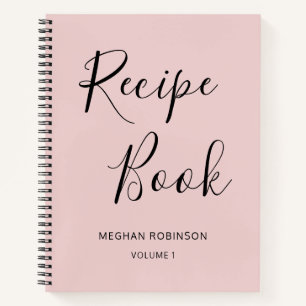 Girly Script Cookbook Blush Personalized Recipe No Notebook