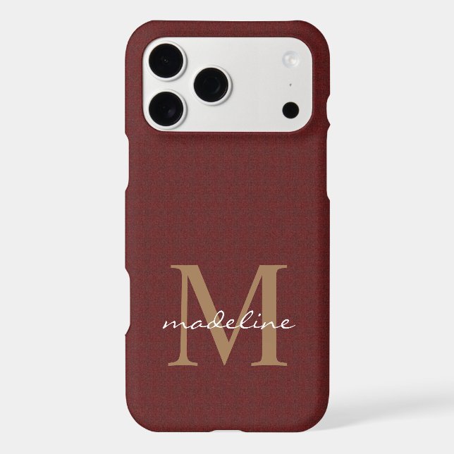 Girly Script Cotton Knitted Red Gold Monogram Iphone Case (Back)