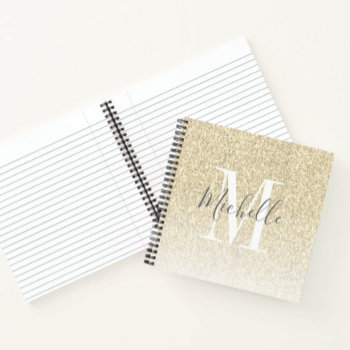 Girly Script Gold Glitter Sparkles Monogram Name Notebook by monogramgallery at Zazzle