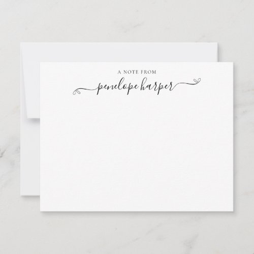 Girly Script Heart A Note From Name Note Card