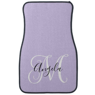 Girly Script Monogram Pale Lavender Car Floor Mat