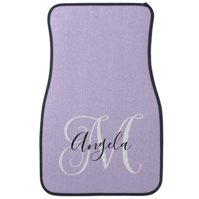 Girly Script Monogram Pale Lavender Car Floor Mat (Front)