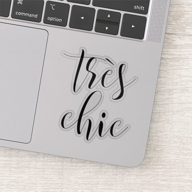 Girly Script "Tres Chic" Motivational Sticker (Detail)