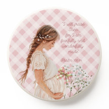 Girly Scripture Expectant Mother Plaid Flower Bow