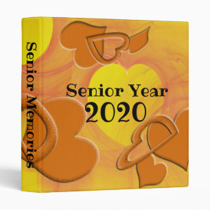 Girly Senior Year Graduation Hearts Orange Yellow 3 Ring Binder