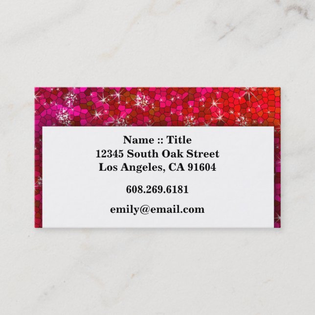 Girly Sequin Rhinestone Glitter Bling Professional Business Card (Front)