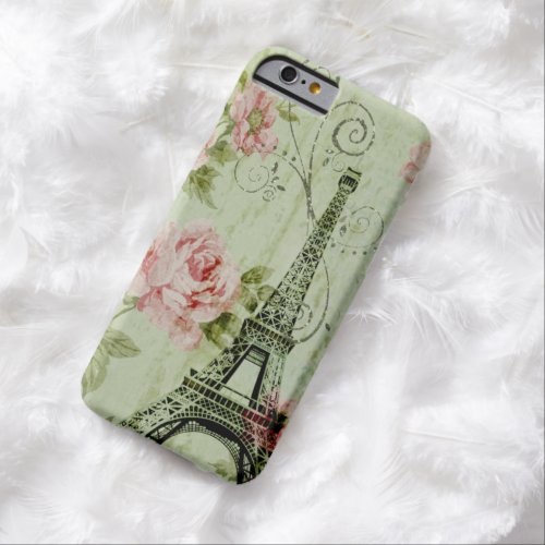 girly shabby chic eiffel tower vintage floral barely there iPhone 6 case