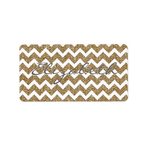 Girly shining Gold Faux glitter effects zigzag Label