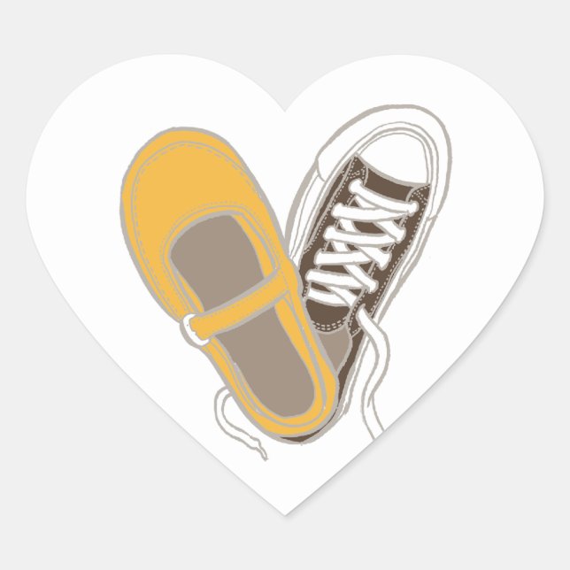 Girly Shoes & Sneakers Heart Wedding Sticker (Front)