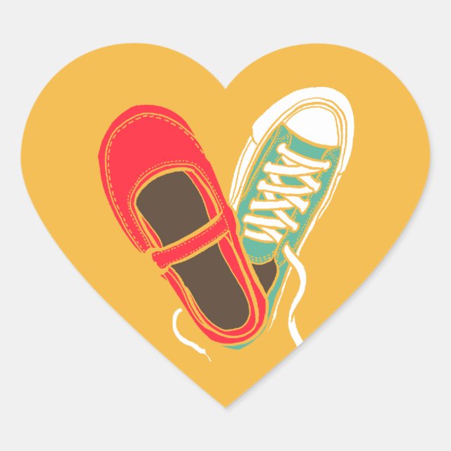 Girly Shoes & Sneakers Heart Wedding Yellow Sticker (Front)