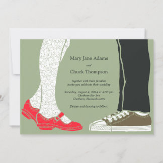 Girly Shoes & Sneakers Illustrated Wedding (Camo) Invitation