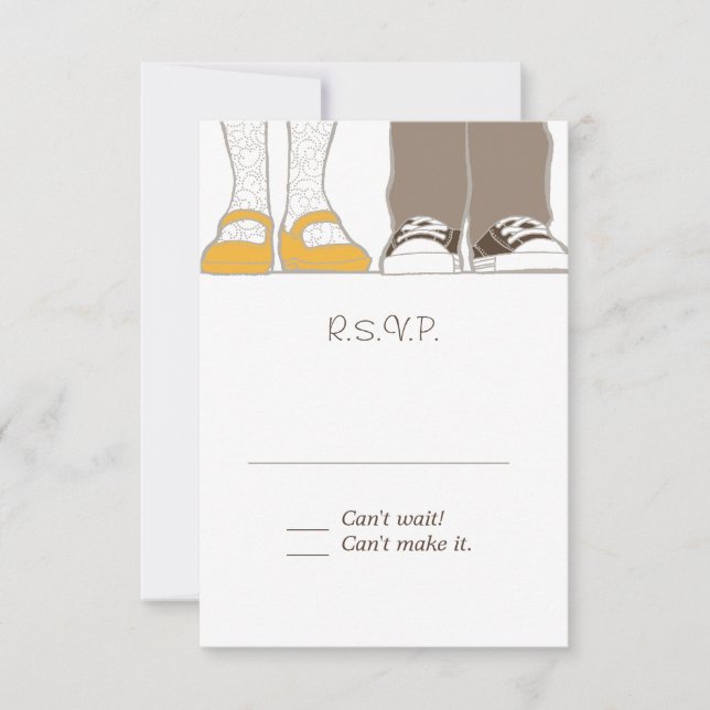 Girly Shoes & Sneakers Illustrated Wedding RSVP Card (Front)
