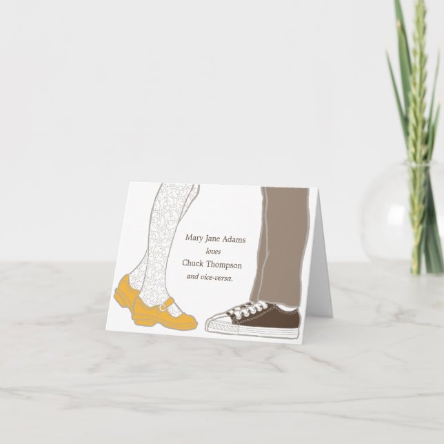 Girly Shoes & Sneakers Illustrated Wedding Thank You Card (Front)