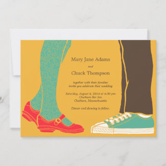 Girly Shoes & Sneakers Illustrated Wedding Yellow Invitation
