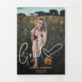 Girly Signature Heart Photo Graduation Tri-Fold Invitation (Cover)