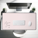 Girly Signature Script Cute Monogram Pink Desk Mat<br><div class="desc">Desk Mat features font duo of modern calligraphy and elegant serif font.</div>