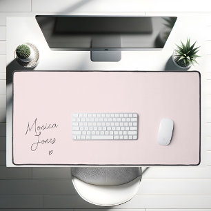 Girly Signature Script Cute Monogram Pink Desk Mat