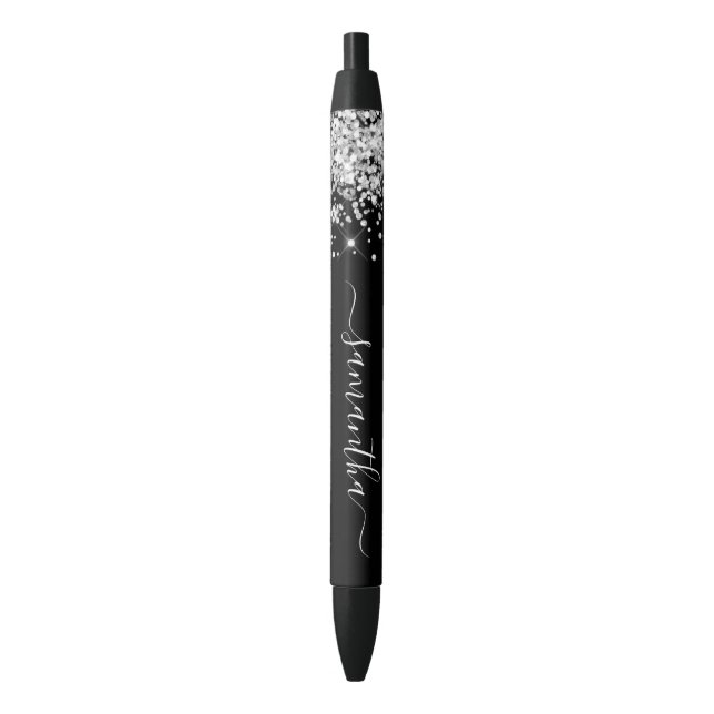 Girly Signature Silver Glitter on Black Pen (Front Vertical)