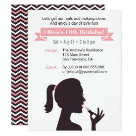 Girly Silhouette Makeup Birthday Party Invitations
