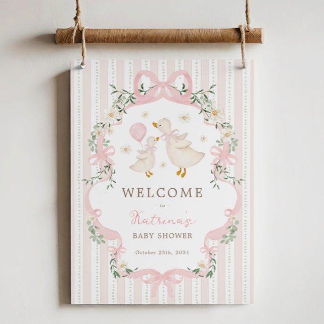 Girly Silly Goose Coquette Bow Baby Shower Welcome Poster (Creator Uploaded)