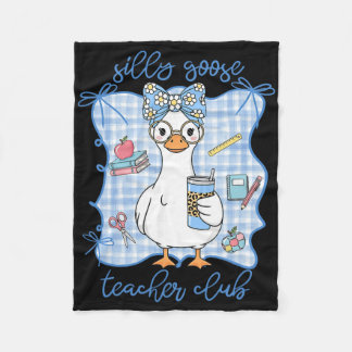 Girly Silly-goose Teacher Club Coquette Bow Ck To  Fleece Blanket