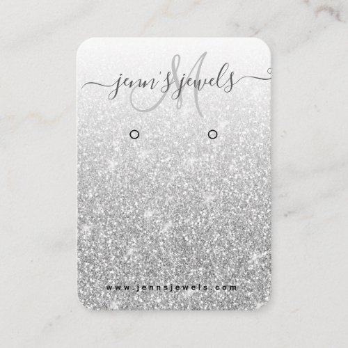 Girly Silver Glitter Logo Jewelry Earring Display Business Card