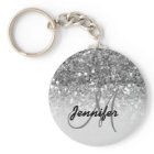 Girly Silver Glitter Sparkles Monogram Name
