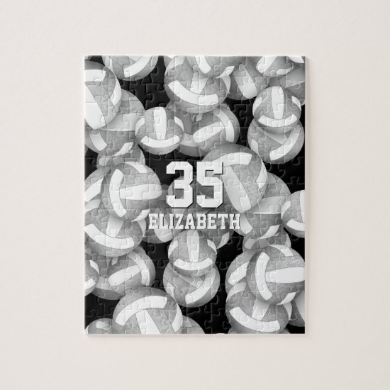 Girly silver gray white volleyballs pattern jigsaw puzzle