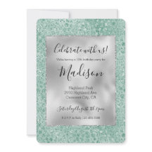 Girly Silver Mint Glitter Glitz Leopard print