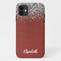 Girly Silver Sparkle Glitter Monogram Name Case-Ma