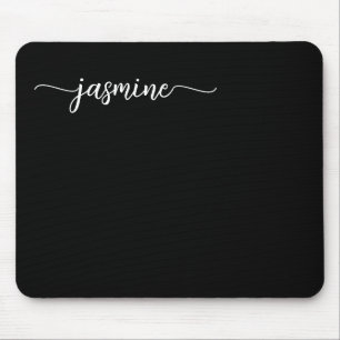 Girly Simple Black Personalized Monogram Name Mouse Pad