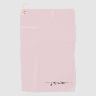 Girly Simple Blush Pink Monogram Name Script Golf  Towel