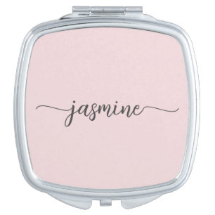 Girly Simple Blush Pink Personalized Monogram  Com Compact Mirror