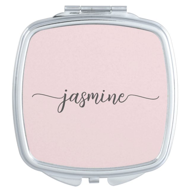 Girly Simple Blush Pink Personalized Monogram  Com Compact Mirror (Front)