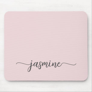 Girly Simple Blush Pink Personalized Monogram Name Mouse Pad