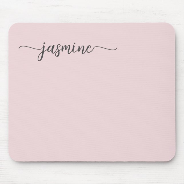 Girly Simple Blush Pink Personalized Monogram Name Mouse Pad (Front)