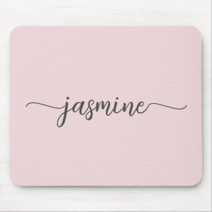 Girly Simple Blush Pink Personalized Monogram Name Mouse Pad